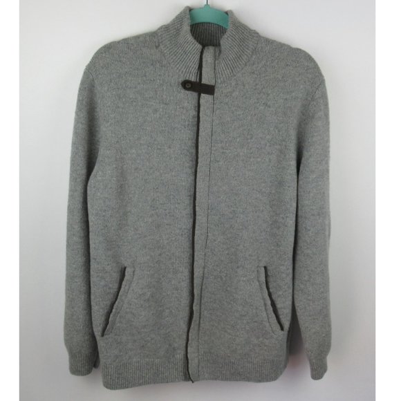 Tasso Elba Other - Tasso Elba 100% Wool Heather Gray Zip Up Sweater sz L